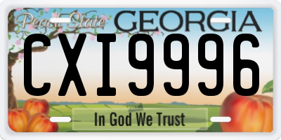 GA license plate CXI9996