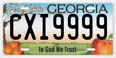 GA license plate CXI9999