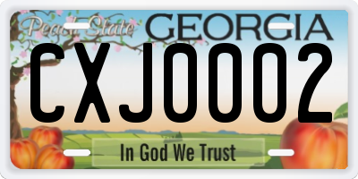 GA license plate CXJ0002