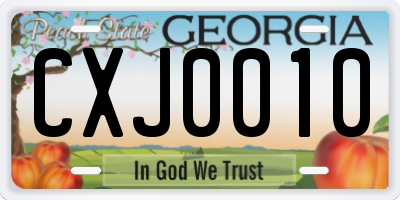 GA license plate CXJ0010