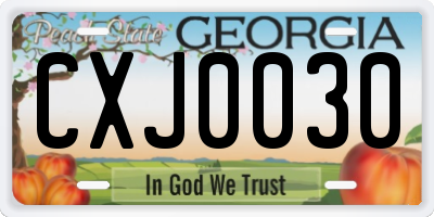 GA license plate CXJ0030