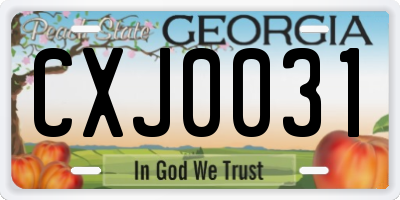 GA license plate CXJ0031