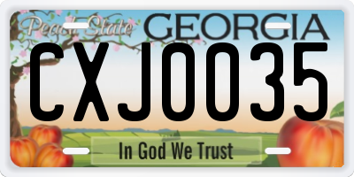 GA license plate CXJ0035