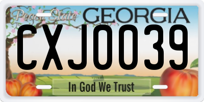 GA license plate CXJ0039