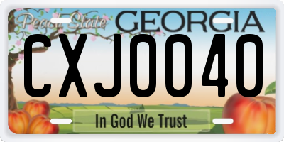 GA license plate CXJ0040