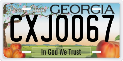 GA license plate CXJ0067