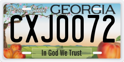GA license plate CXJ0072