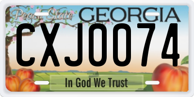 GA license plate CXJ0074