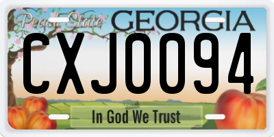 GA license plate CXJ0094