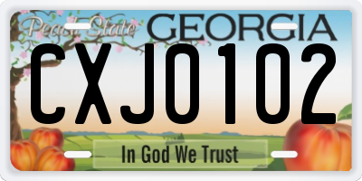 GA license plate CXJ0102