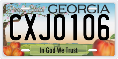 GA license plate CXJ0106