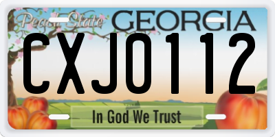 GA license plate CXJ0112