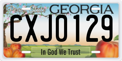 GA license plate CXJ0129