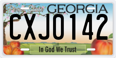 GA license plate CXJ0142