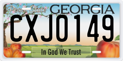 GA license plate CXJ0149