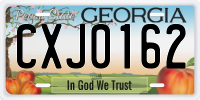 GA license plate CXJ0162