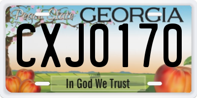 GA license plate CXJ0170