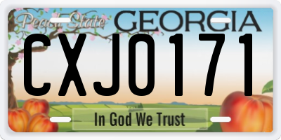 GA license plate CXJ0171