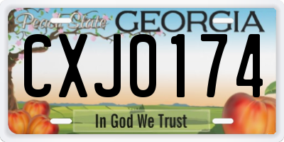 GA license plate CXJ0174