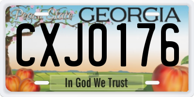 GA license plate CXJ0176