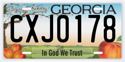 GA license plate CXJ0178