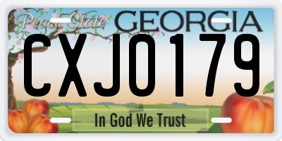 GA license plate CXJ0179