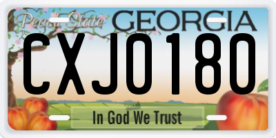 GA license plate CXJ0180