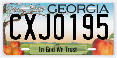 GA license plate CXJ0195