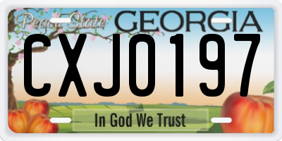 GA license plate CXJ0197