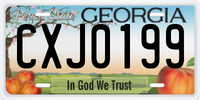 GA license plate CXJ0199