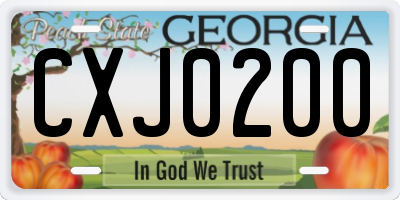 GA license plate CXJ0200