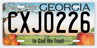 GA license plate CXJ0226