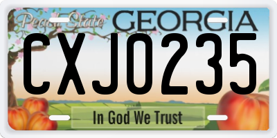 GA license plate CXJ0235