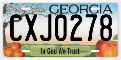GA license plate CXJ0278