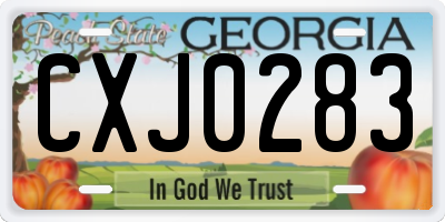 GA license plate CXJ0283
