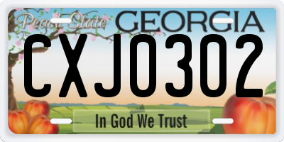 GA license plate CXJ0302