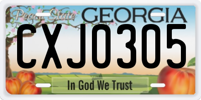 GA license plate CXJ0305