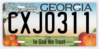 GA license plate CXJ0311
