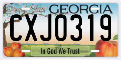 GA license plate CXJ0319