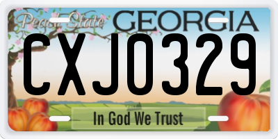 GA license plate CXJ0329