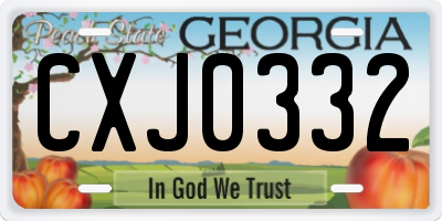GA license plate CXJ0332