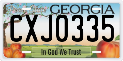 GA license plate CXJ0335