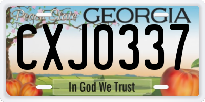 GA license plate CXJ0337