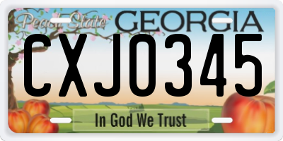 GA license plate CXJ0345