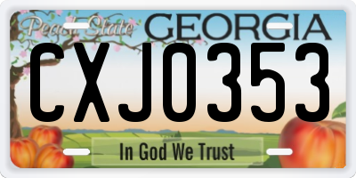 GA license plate CXJ0353