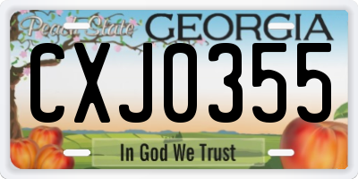 GA license plate CXJ0355