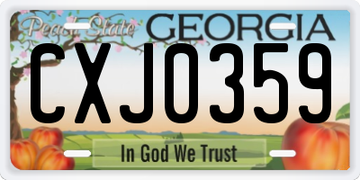 GA license plate CXJ0359