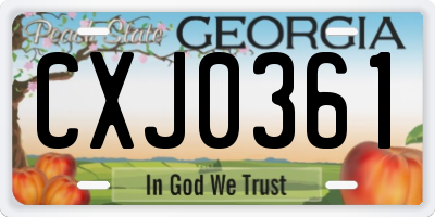 GA license plate CXJ0361
