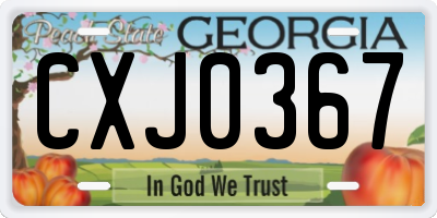 GA license plate CXJ0367
