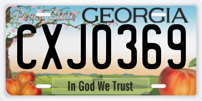 GA license plate CXJ0369